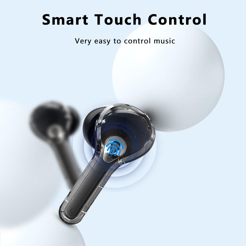 VAORLO Smart Touch Screen Earphones Bluetooth 5.4 Headphone Painless Wear Noise Cancel Headset HiFi Stereo With Microphone Touch Control
