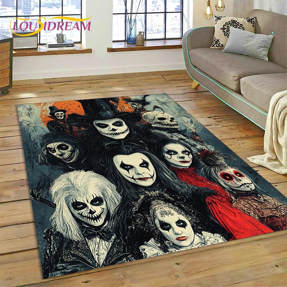 Alfombra de Estilo Gótico de Horror Personaje Calavera Fantasma Espíritu 27 para Dormitorio Sala de Estar Decoración de Sofá del Hogar, Alfombrilla de Suelo Decorativa para Niños