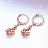 Purple Gold Flower Simple Cold Wind Unique Design Rose Gold Plated Earrings