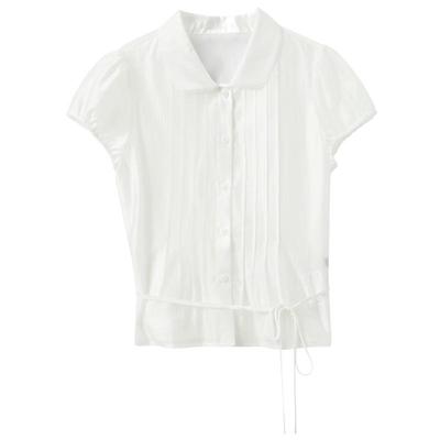 Sweet Peter Pan Collar Puff Short Sleeve Blouse