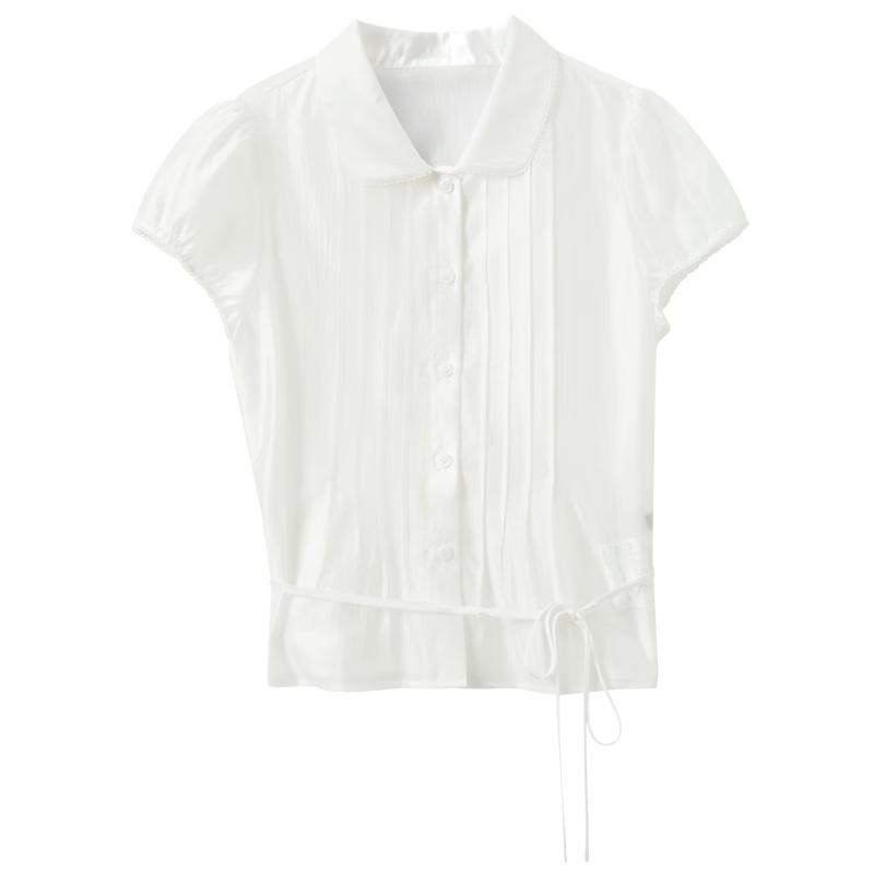 

Sweet Peter Pan Collar Puff Short Sleeve Blouse L