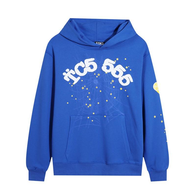 Sp5der Streetwear Hoodie With 3D Puff Print 555555 Design Unisex Oversized Cotton Pullover Youth Casual Wear