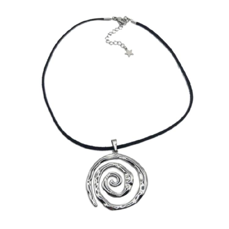 Fashionable Goth Necklace Accessory Chic Swirl Pendant on Velvets Cord Choker