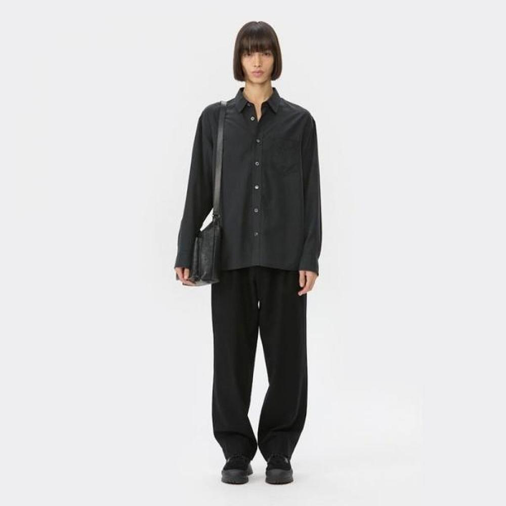 Customellow Black Relaxed Fit Rayon Shirt Cwsaw25113bkx Black/S