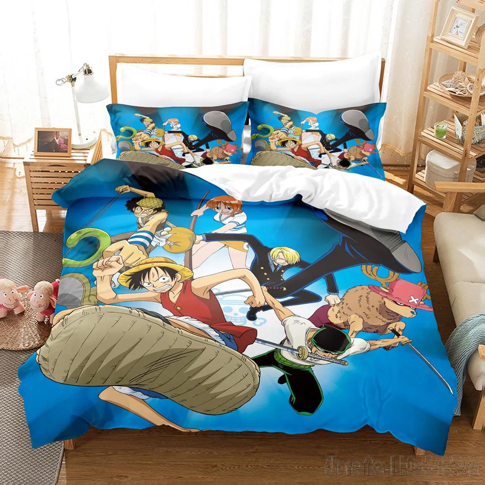 One Piece Anime Bedding Set Juvenile Monkey D.Luffy Odyssey Duvet Cover Set Design Bedding Set King Size Bed Comforters