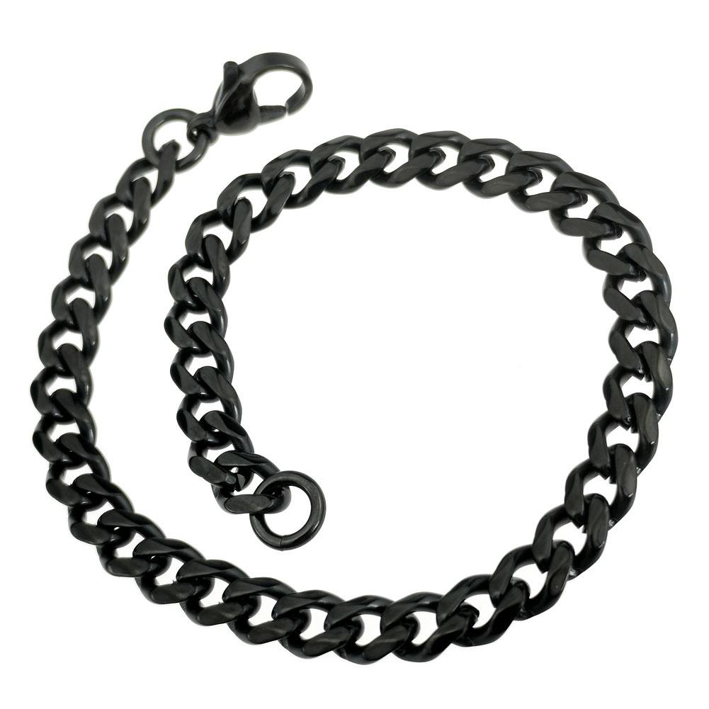 Bracciale a Maglia Cubana in Acciaio Inossidabile di Colore Nero per Uomo Donna Regalo Gioielli