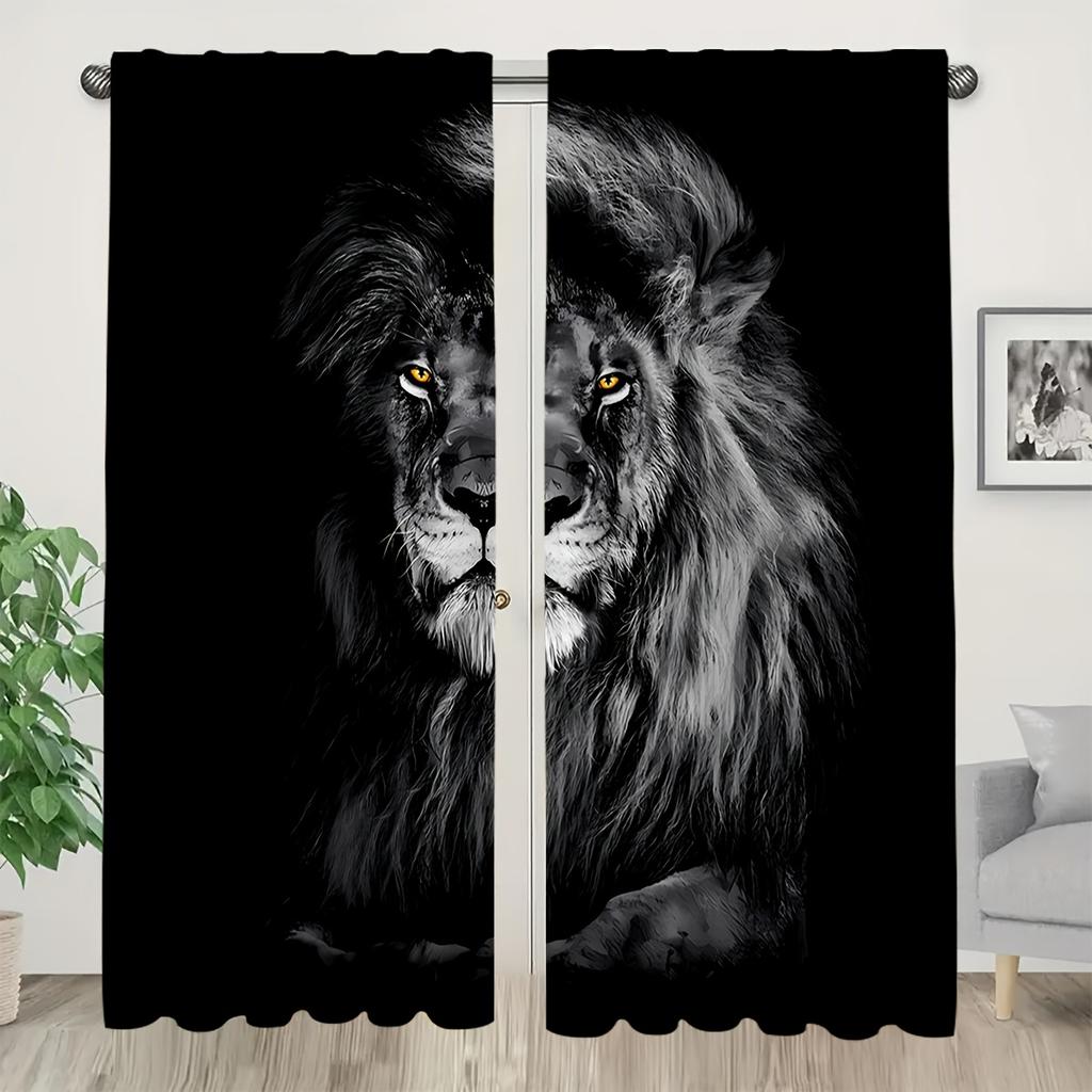 Blackout Curtain 2 Panel Suit   3D Lion Printing Blackout Curtain Home Living Room Bedroom Decoration Multi Size Optional