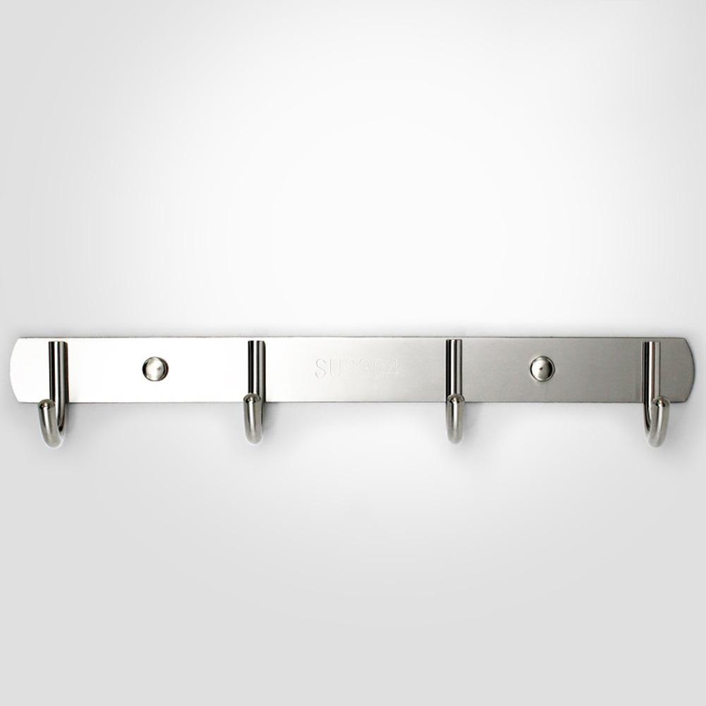 Solid Stainless Steel Hook Wall Mounted Door Hanger for Bathroom Kitchen Bedroom Stainless steel 4 hook