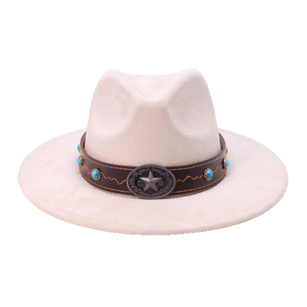 New Flat-Brimmed Western Denim Hat, Retro Jazz Hat, In Europe And America, High-End Foreign Style Top Hat In Autumn And