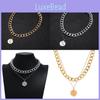 Spring Goth Coin Necklace With Stainless Steel Chain And Coin Shape For Trendy Girls