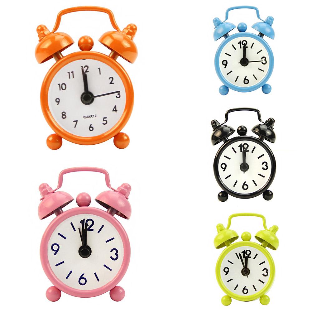 Classic Home Cute Battery Operated Analog Mini Round Bedside Desk Alarm Clock