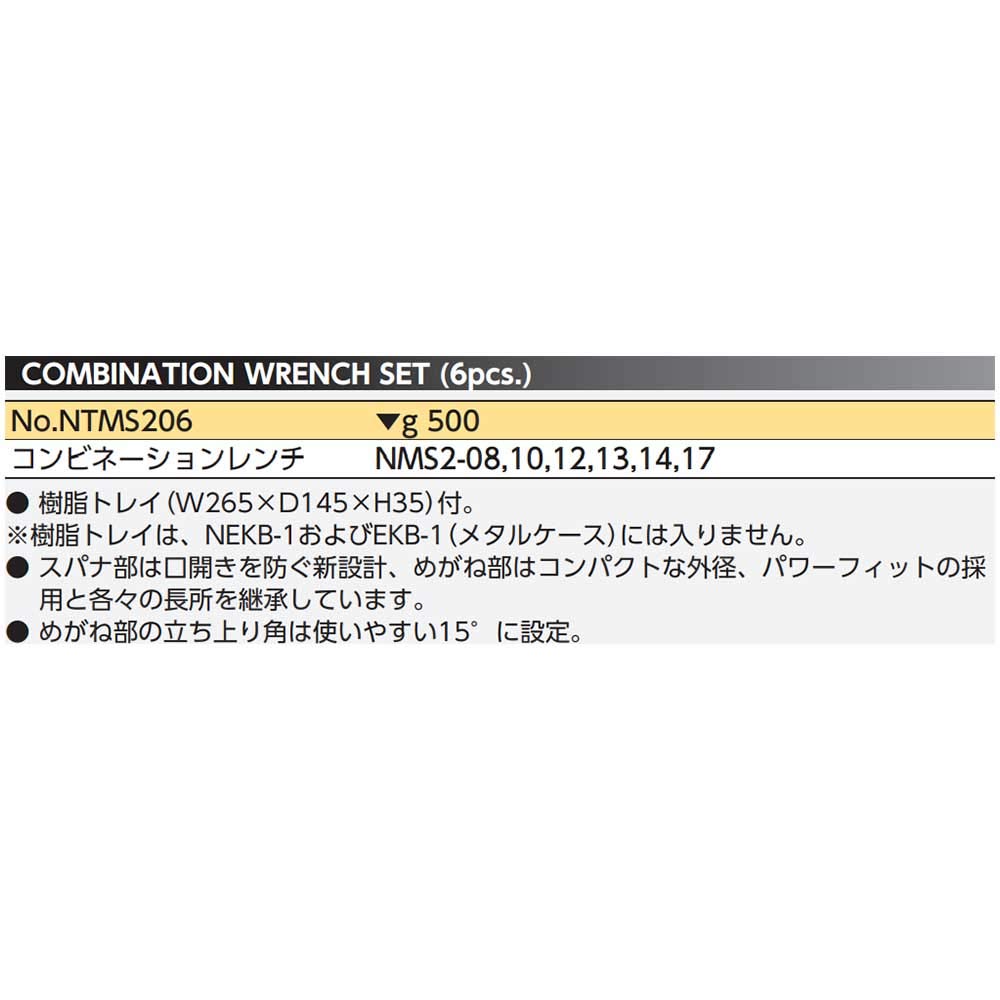 Kyoto Machine Tool Nepros Combination Wrench Set NTMS206 (KTC)