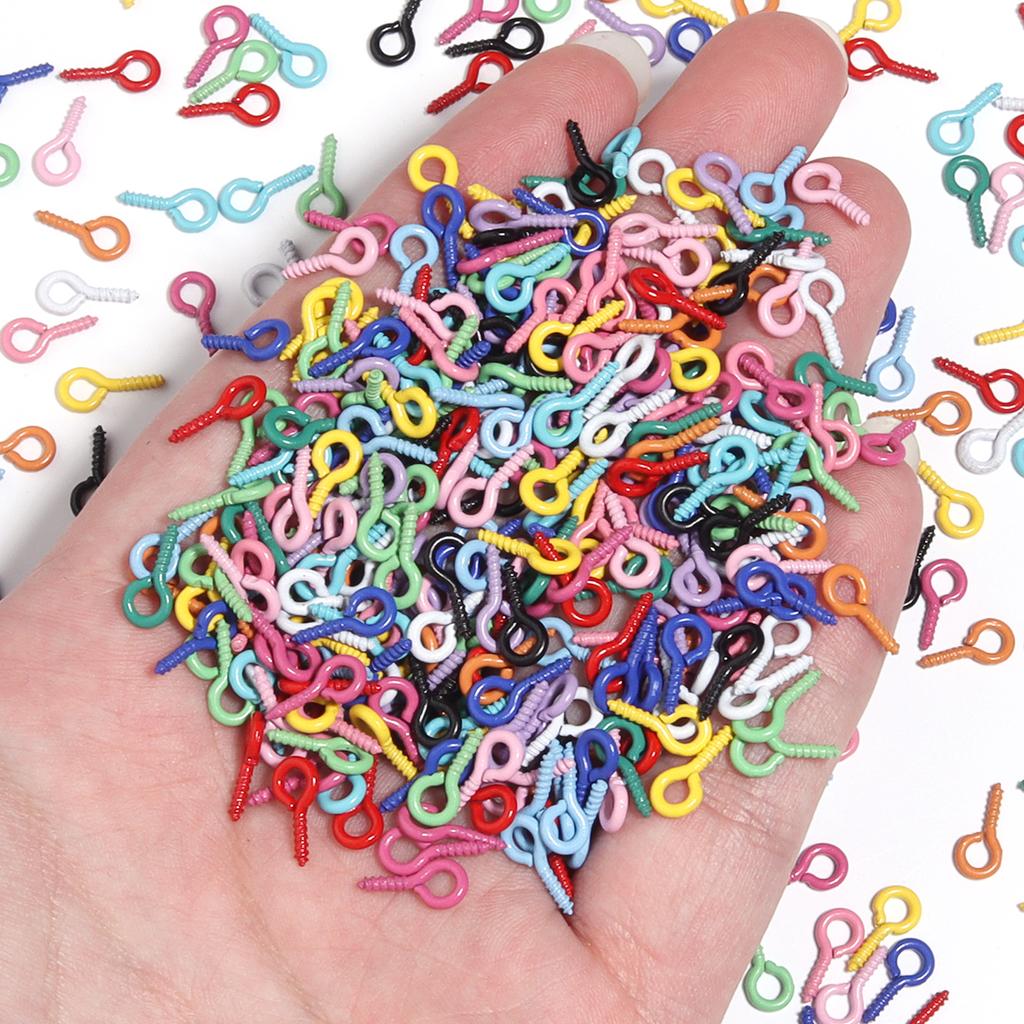 200Pcs 5×10mm Charm Metal Colorful Small Mini Eye Pins Screw Thread Clasps Hook For DIY Jewelry Making Supplies Accessories
