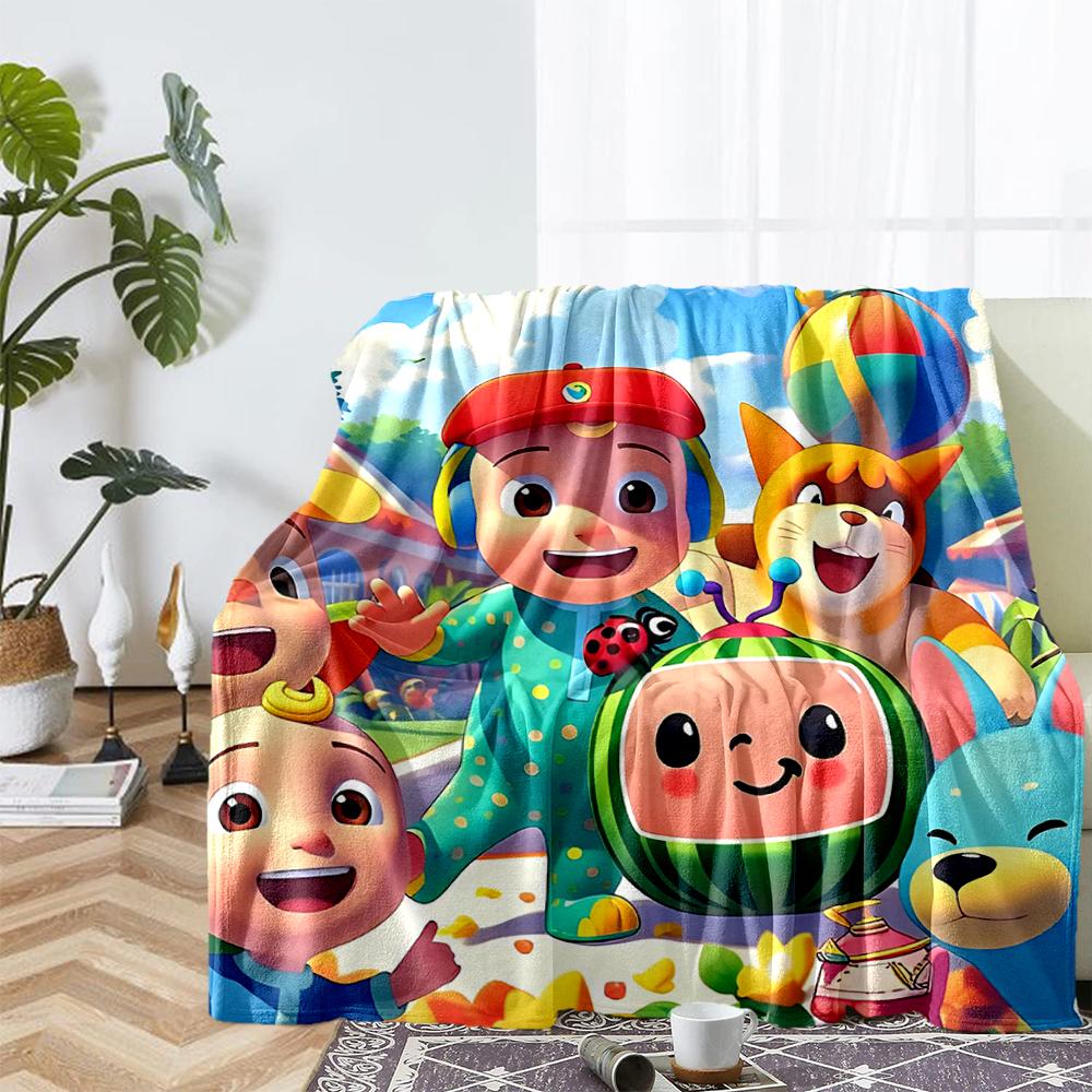 Cocomelon Theme Printed Blanket - Perfect for Couch, Bed, Travel & Outdoor Use | Machine Washable, Cozy & Durable.