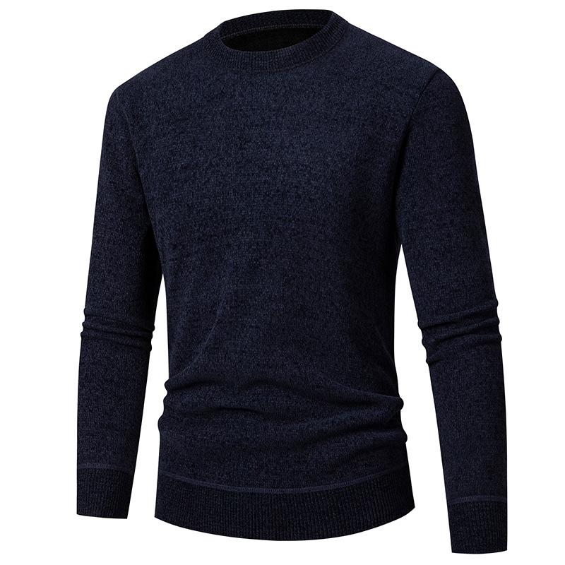 Winter Men's Business Casual Sweater Crew Neck Long Sleeve Plush Bottom Shirt