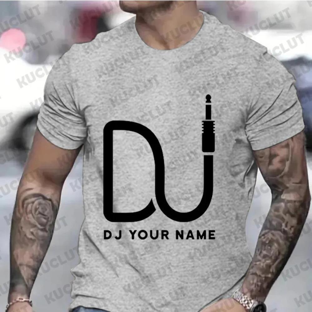 Oversized T-Shirt Men Women Dj Custom Tees Custom DJ Name T-shirt Personalized DIY Techno Music Tees Disc Music Love Clothing
