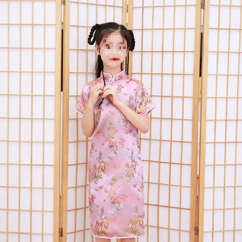 Children's Summer Retro Qipao - Elegant Chinese Princess Dress for Little Girls
