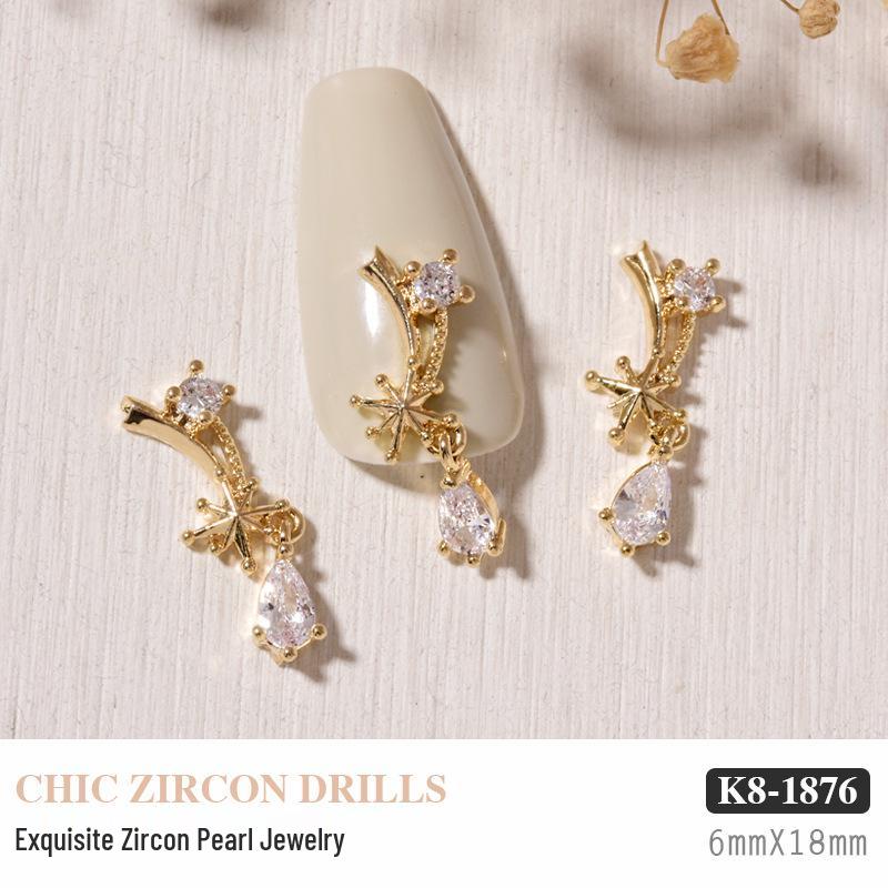 Luxurious Zircon Diamond Bow Nail Art Decorations - Japanese Style