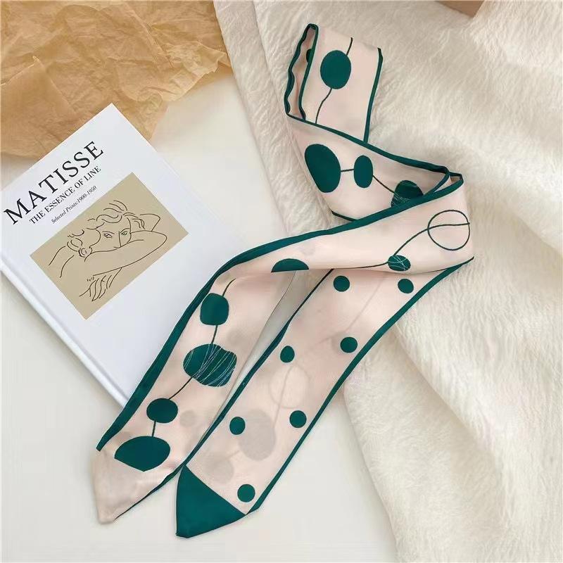 Women Casual French Style Printed Hair Band Headwear Scarves 6.5cm*90cm