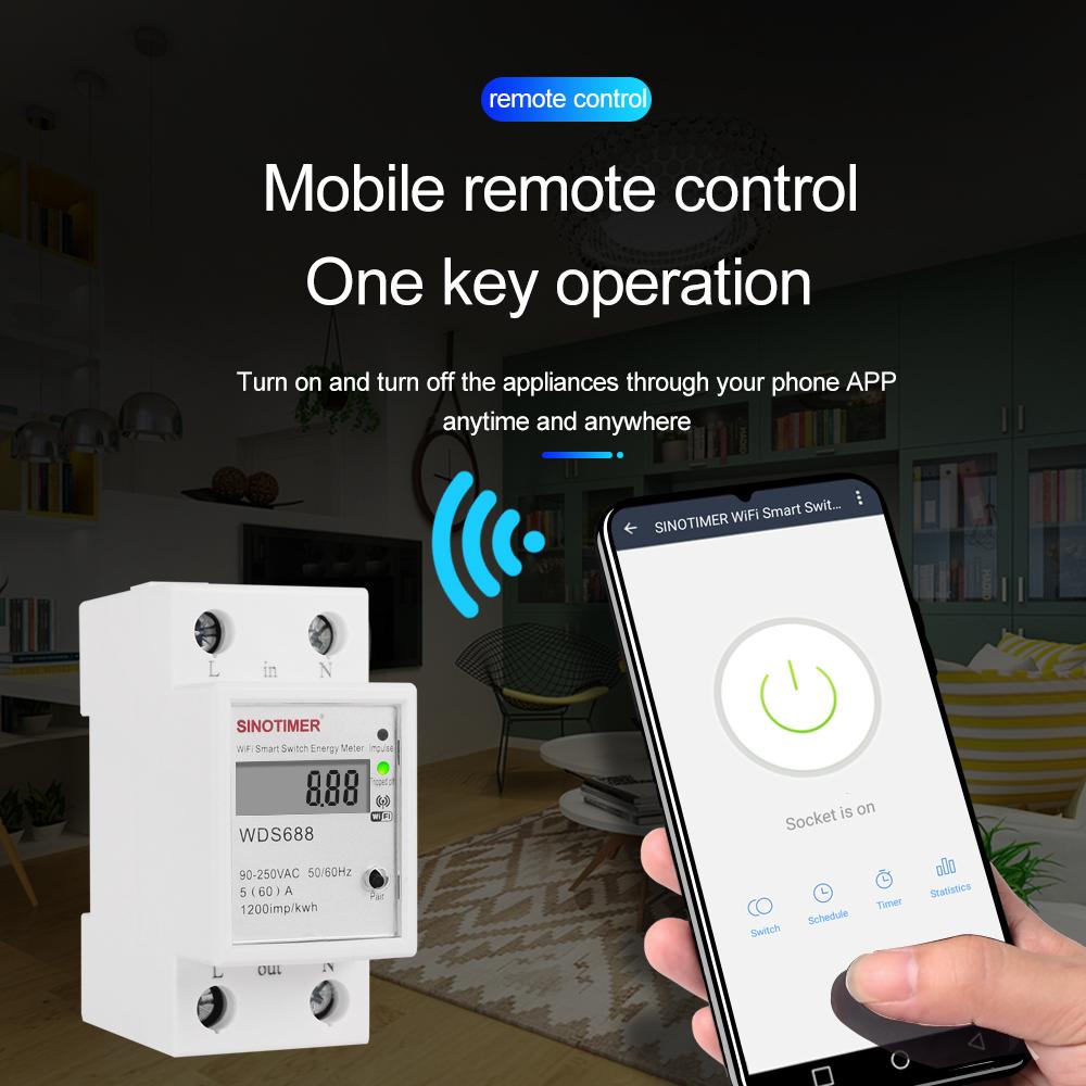 110V 220V AC Smart Tuya WIFI Din Rail Energy Meter Electric Power KWh Watt Meter Remote Control Timer Switch Digital Monitor