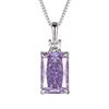 Womens Fashion Jewelry Set With Cubic Zirconia Ice Flower Cut Earrings Necklace Ring Purple Violet Tone Copper Alloy