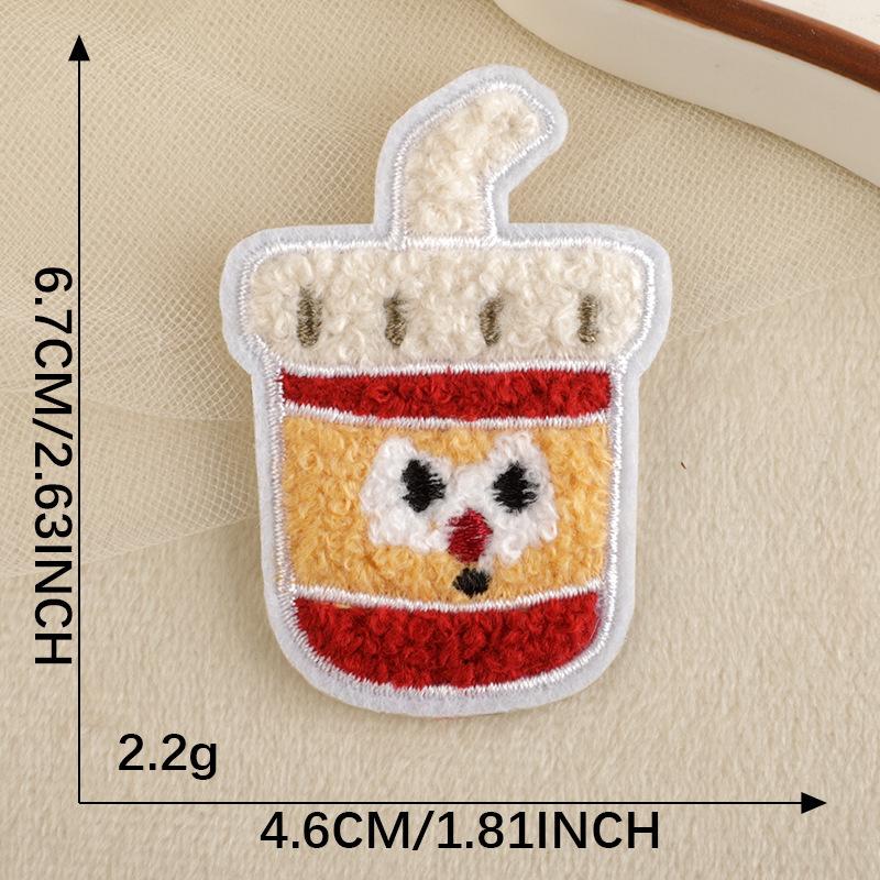 Self Adhesive Biscuits French Frie Patch For Clothing Iron On Embroidered Fabric Badge Patch Diy Apparel Accessories