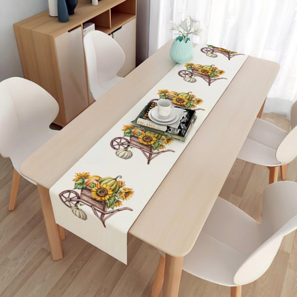 2 pièces Drapeau de table de Pâques Décoration de fête Table Oeuf Lapin Nappe Lin Double Drapeau