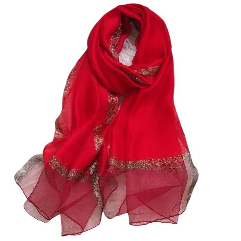 Dünner Schal Seidenschal Weiblichkeit Lang Promi-Schal Anti-Seide Frühling Und Herbst Persönlichkeit Ausländischer Stil Sonnenschutz Garn