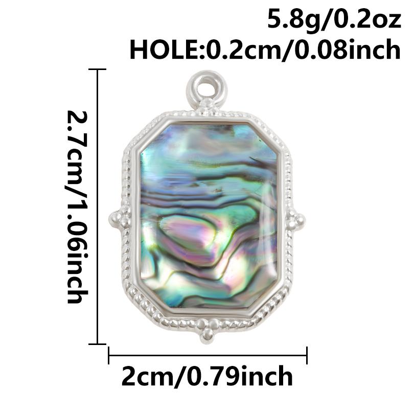 2pcs Various Shape Abalone Shell Trendy Square Oval Rectangle Stainless Steel Charm For Jewelry Making Supplies DIY Pendant Bulk