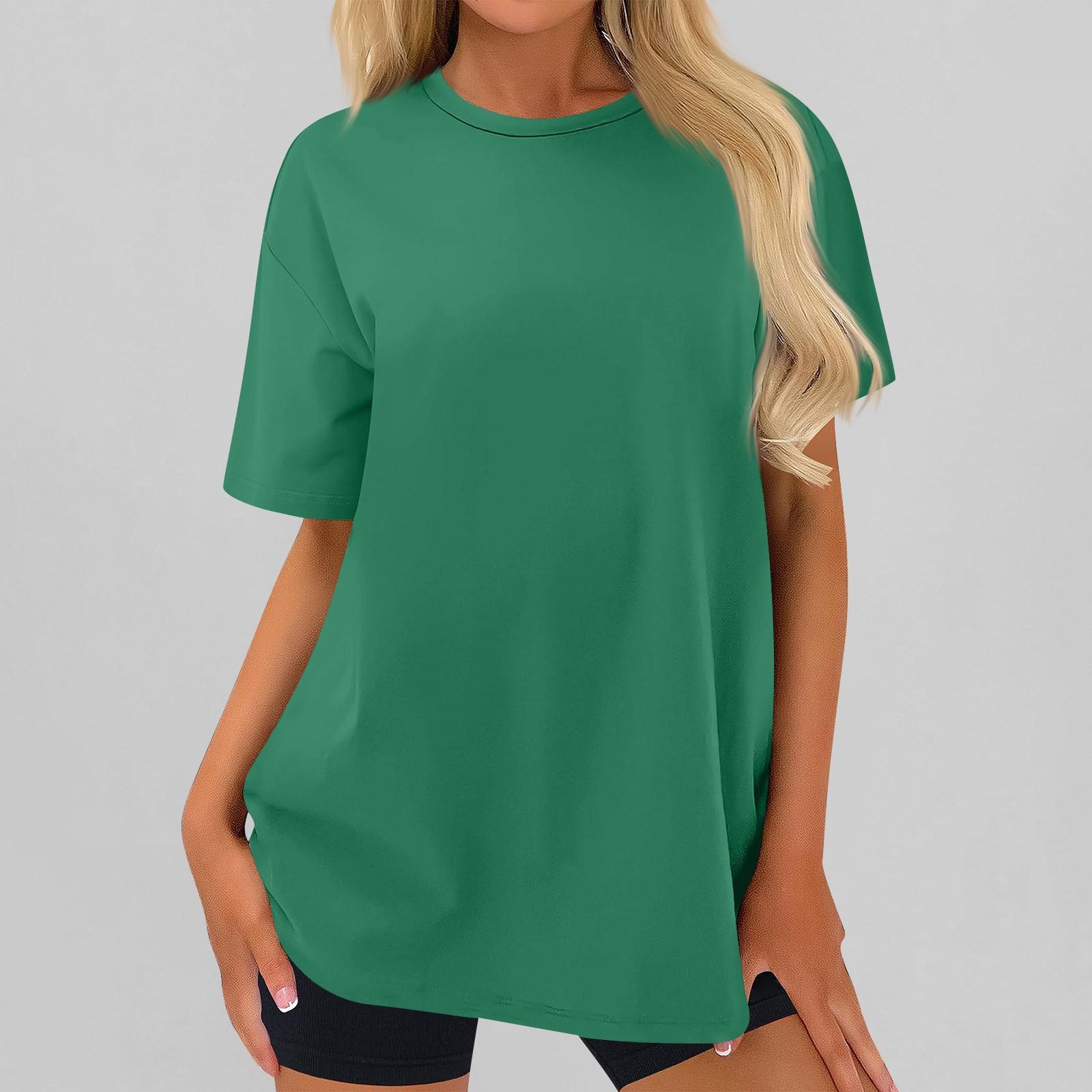 

Женский модный повседневный однотонный топ с круглым вырезом и тремя рукавами с половиной рукавами XXXXXL зелёный