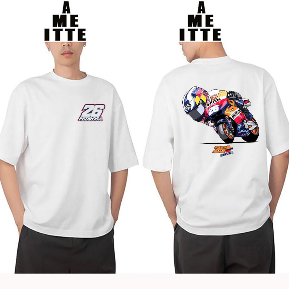 Giappone Leggenda Dani Pedrosa 26 Gp Gara Maglietta Unisex Manica Corta Avventura Hip Hop Ragazzo Casual Top Bianchi Freschi Unisex Magliette da Motociclista