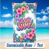Floral Garden Theme Beach Towel Personalized Custom Name & Text Soft Quick Dry Beach Towel for Swimming Travel