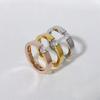 Stainless Steel Gold/ CopperColor 4 Mm Zirconia Finger Rings for Men Women Size 5-10# Wedding Band Engagement Jewelry Gifts