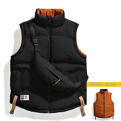 2025 New High-quality Double-sided Vest Solid Color Thickened Jacket Youth Trendy Brand Stand-up Collar Strap Satchel