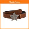 Exquisite European And American Style Brown Textured Buckle Belt Unisex