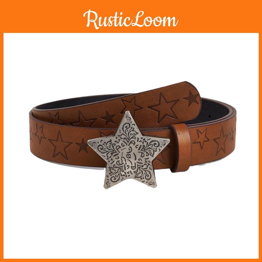 Exquisite European And American Style Brown Textured Buckle Belt Unisex