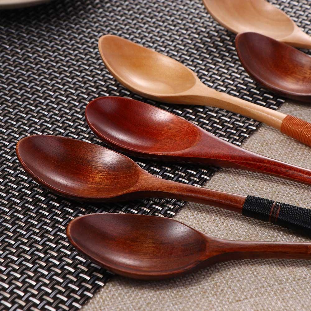 Stirring Mixing Tableware Wooden Elegant Eating Cutlery Soup Spoons Kitchen Utensil Scoop