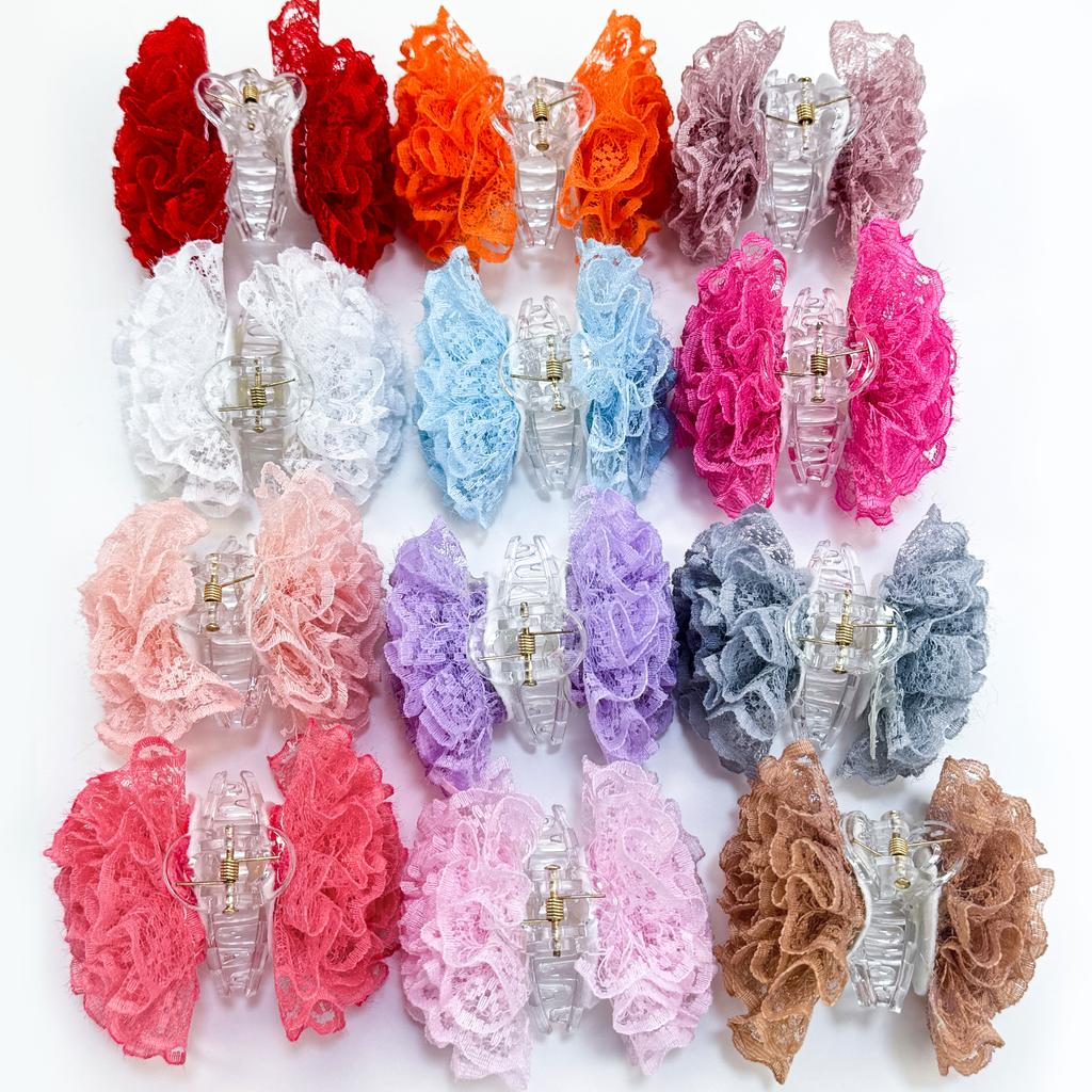 Neue Mini Blumen Haarspangen Mädchen Kinder Spitze Blumen Pferdeschwanzhalter Haarklammern Haarspangen Mode Haarschmuck