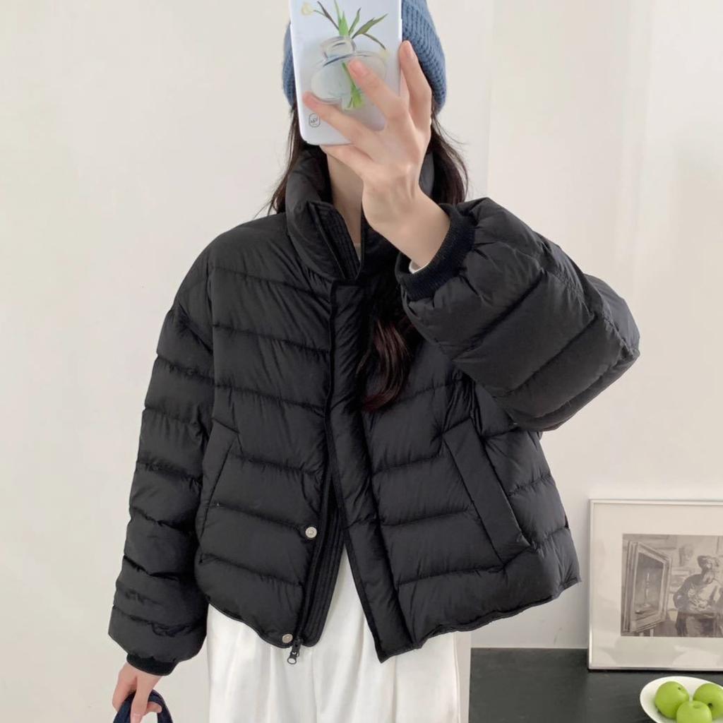 Autumn and Winter New Temperament Comfortable and Light Stand-up Collar Down Jacket Women's Casual Loose Warm White Duck Down Jacket