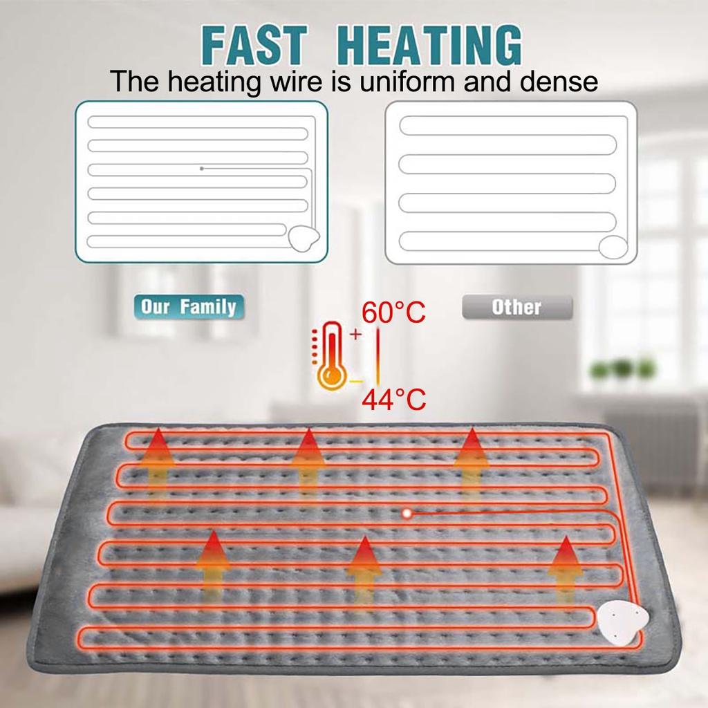 75W 9 Level Microplush Electric Therapy Heating Pad Electric Blanket for Abdomen Waist Back Pain Relief Winter Warmer 60x30cm