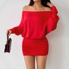 2026 Fall/Winter European & American Style One-Shoulder Batwing Sleeve Sexy Hip-Hugging Skirt