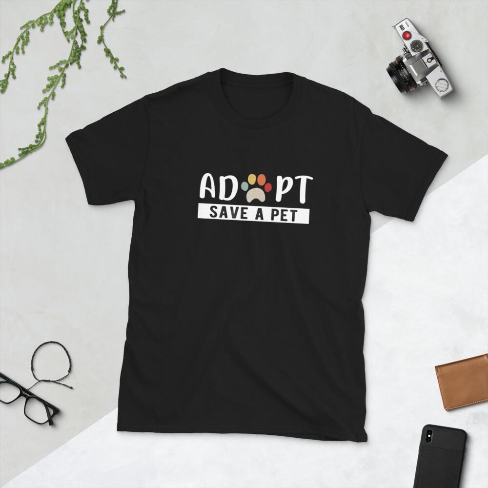Adopt save a pet Cat and Dog Animals Rescue, Short-Sleeve Unisex T-Shirt XL