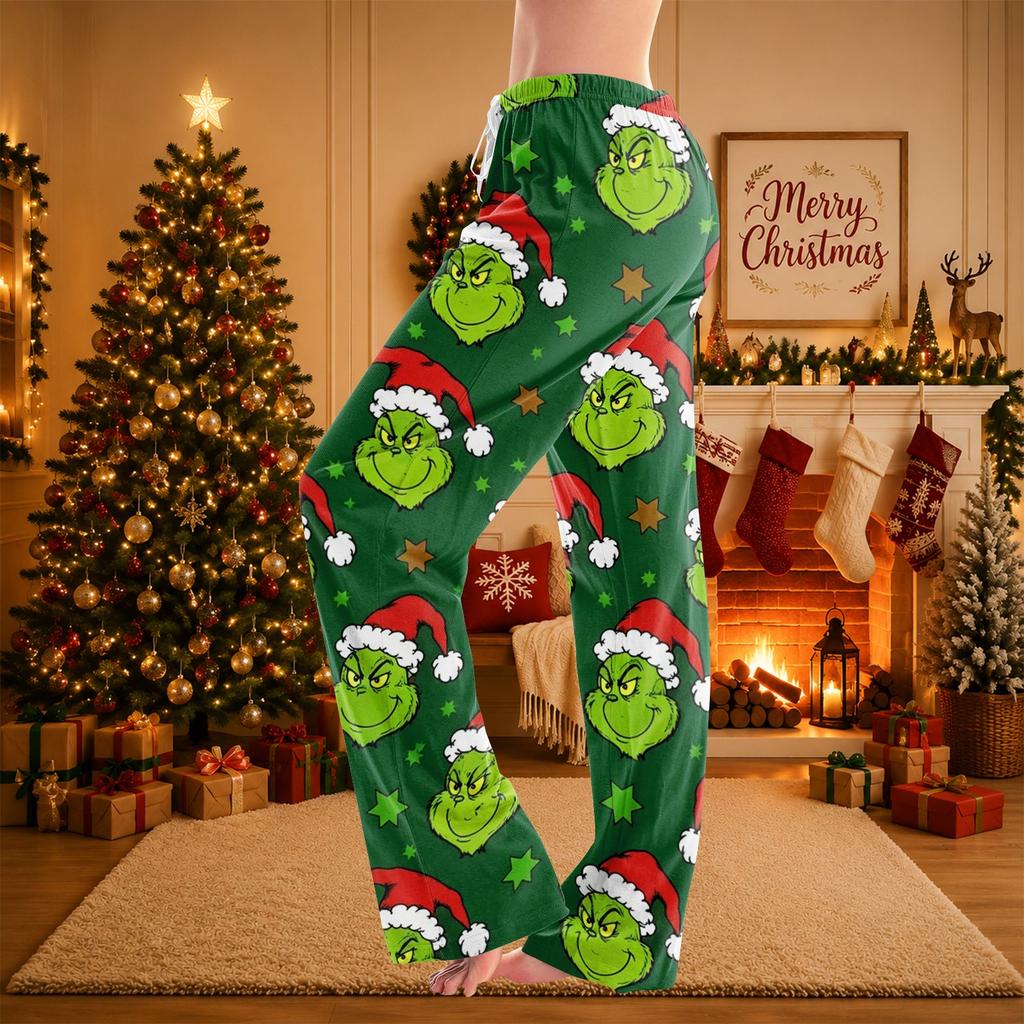 Women's Christmas Character Print Pants Casual Sleep Pants Without Pockets