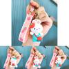 Adorable Cartoon Bunny Keychain Soft Rubber White Rabbit Peach Dressed