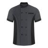 Unisex Kitchen Uniform Short Sleeve Color Block Chef Jacket Cook Coat Men Women Work Top