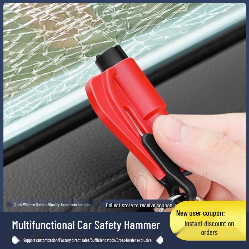 Portable Mini Car Safety Hammer Keychain - Emergency Window Breaker & Escape Tool, Easy to Store & Carry