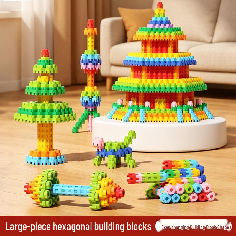 Hexagonal Building Blocks: DIY Educational Toy with Storage Box for 3D Architecture Assembly