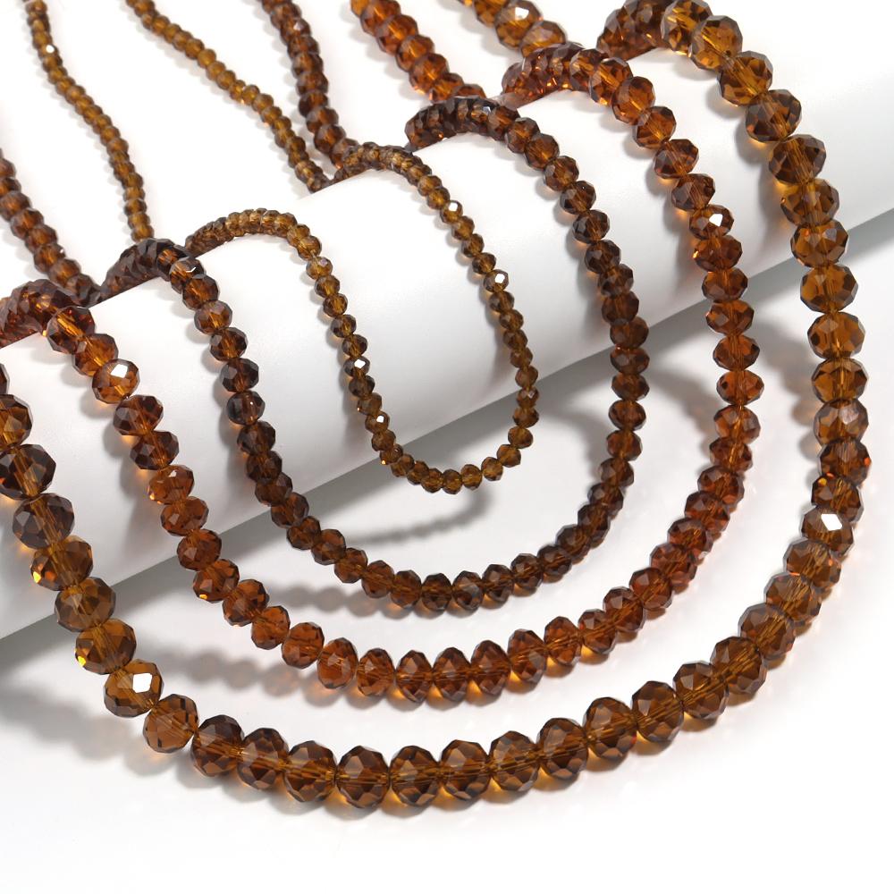 3 4 6 8 10mm Deep Brown Faceted Crystal Beads Glass Beads Loose Spacer Bead For Jewelry Making DIY Bracelet Necklace Accessories