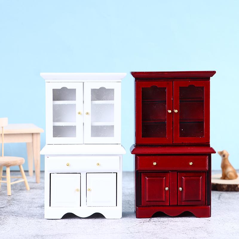 1:12 Dollhouse Miniature Decor Wood Display Cupboard Cabinet Bookcase Bookcase