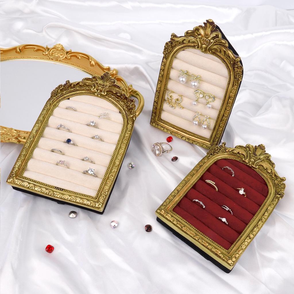 Vintage Jewelry Storage Shelf Velvet Earring Ring Shelves Jewelry Frame Display Shelves Home Decoration Display Cabinet